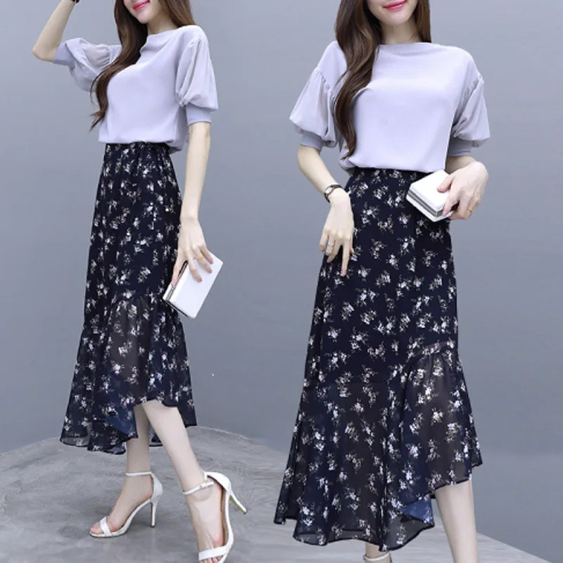 

WOMEN'S Suit 2019 Summer Wear a Romantic Floral-Print Expect Belonging to Our Spring And Summer Chiffon Skirt