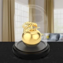 Искусственное Золотое яблоко Рождественское украшение 24 К золотой орнамент из фольги креативные новогодние подарки роскошный домашний декор со стеклянной крышкой