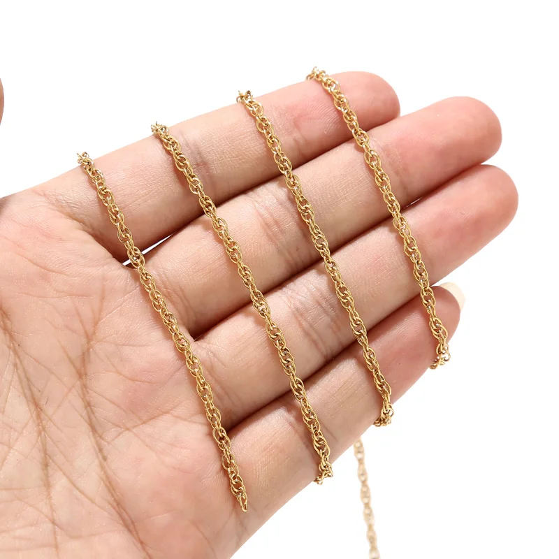 2 Meters 3mm width Gold Plated Stainless Steel Twisted Helix Rope Chains Findings Link Chain Fit For DIY Jewelry Making