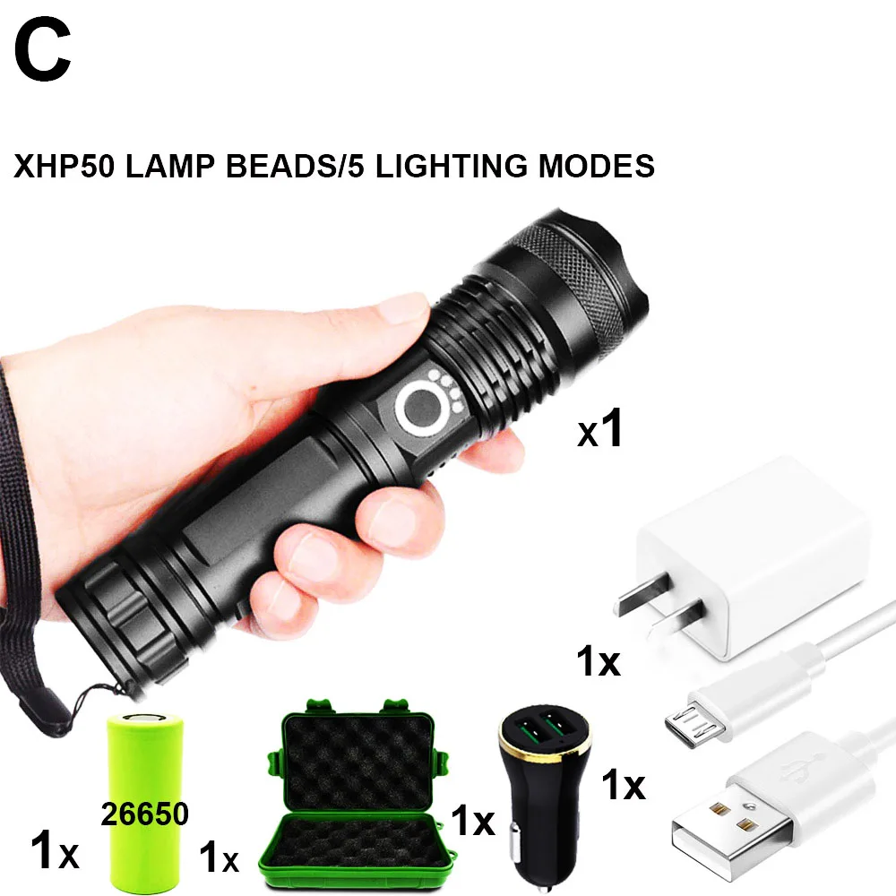 C-XHP50 ZK20 XHP90/XPH70/XPH50 светодиодный вспышка светильник фонарь USB Перезаряжаемые Мощность Дисплей 26650 18650 Ручной Аккумуляторный светильник Фонари - Испускаемый цвет: C-XHP50
