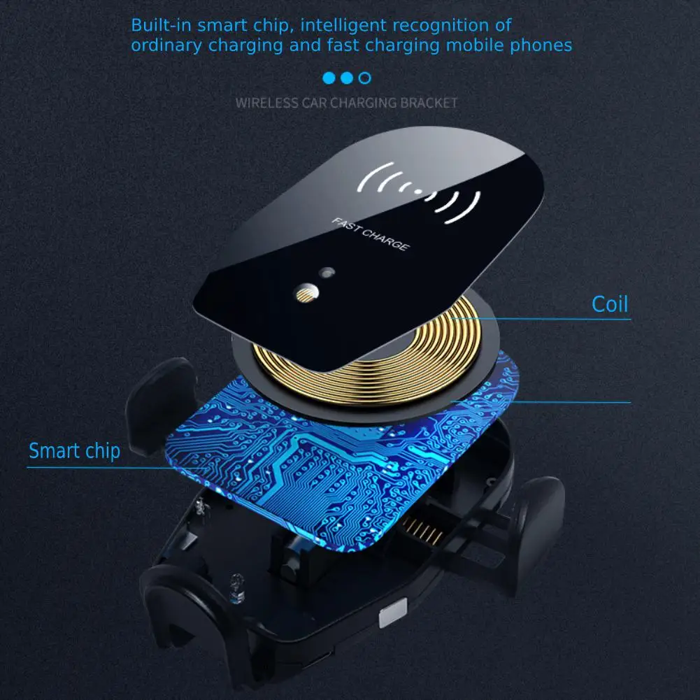 Car Mount Qi Wireess Fast Charger Charging Automatic Infrared Sensor Phone Hoder For iPhone X 8