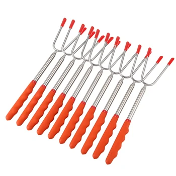

Marshmallow BBQ Sticks 10 Packs of 45-Inch Extra-Long Telescopic Barbecue Forks For, Backyard, Campfire, Barbecue Grill