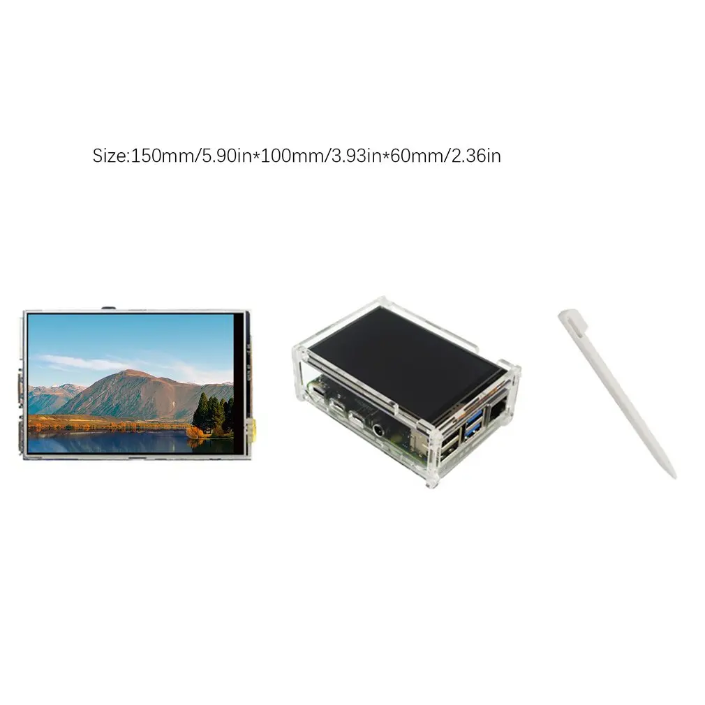 Для Raspberry Pi 4 Модель B 3,5-дюймовый сенсорный ЖК-дисплей+ стилус+ акриловый прозрачный чехол 50 FPS SPI с высокой частотой обновления