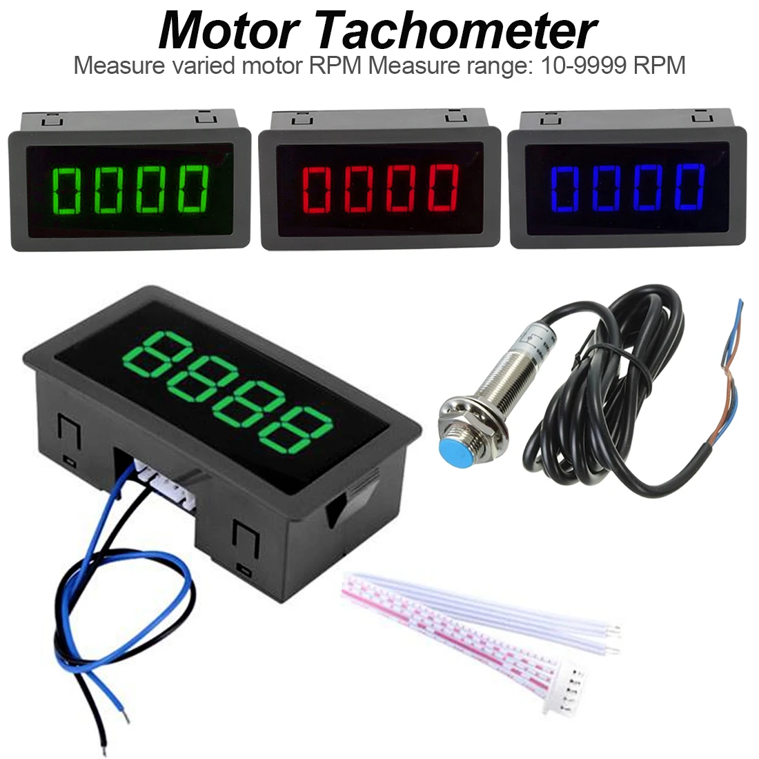 Proximity Sensor SwitDigital Tachometer Red/Blue/Green RPM Speed Meter with Switch NPN 10-9999RPM DC 8-15V | Инструменты