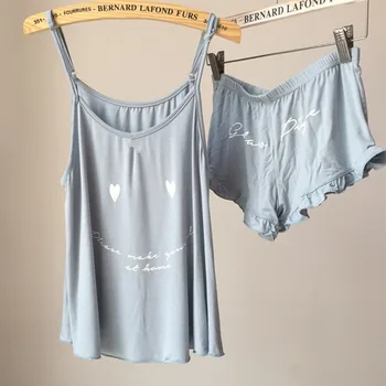 

Women's Sleepwear Suits Modal Smile Print Elastic Waist Casual Two-piece Pajamas Set Summer Night Sleeping Home Clothes Pink