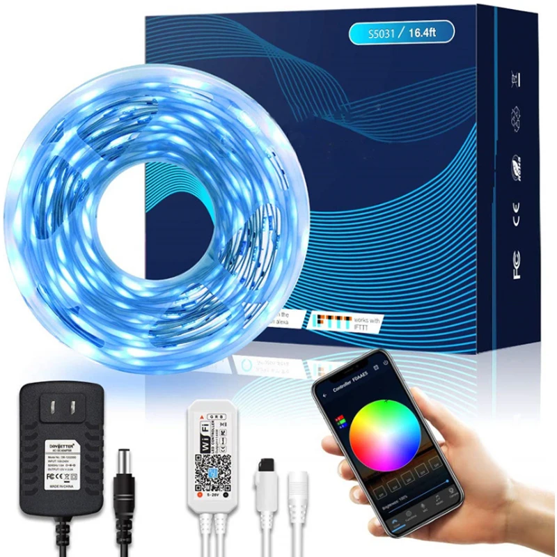 Светодиодный гибкий светильник RGB5050 WiFi набор полос постоянного тока/12 В Alexa 5 м/10 м