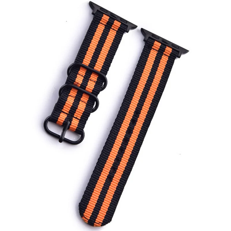 Black Orange Ремешок NATO для Apple watch 5 ремешок 44 мм 40 мм iWatch 42 мм 38 мм спортивный нейлоновый браслет ремешок для часов Apple watch 4 3 2 1 42/38 мм - Цвет ремешка: Black Orange