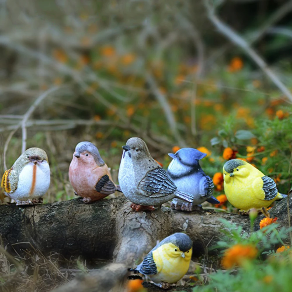 

6 Pcs Simulated Birds Animal Creature Decoration Handiwork Craftwork Miniature Figurine for Office Garden Outdoors
