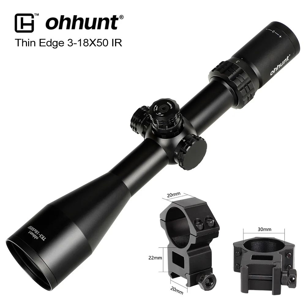 High Picatinny Rings Ohhunt тонкий край 3-18X50 SF тактические оптические прицелы Mil точка стекло травление сетка с стопор башни сброс Охота прицел - Цвет: High Picatinny Rings