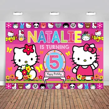 

Photography Background Baby Shower Ballon Flag Pink Hello Kitty Customized New Born Backdrop Professional Photo Studio