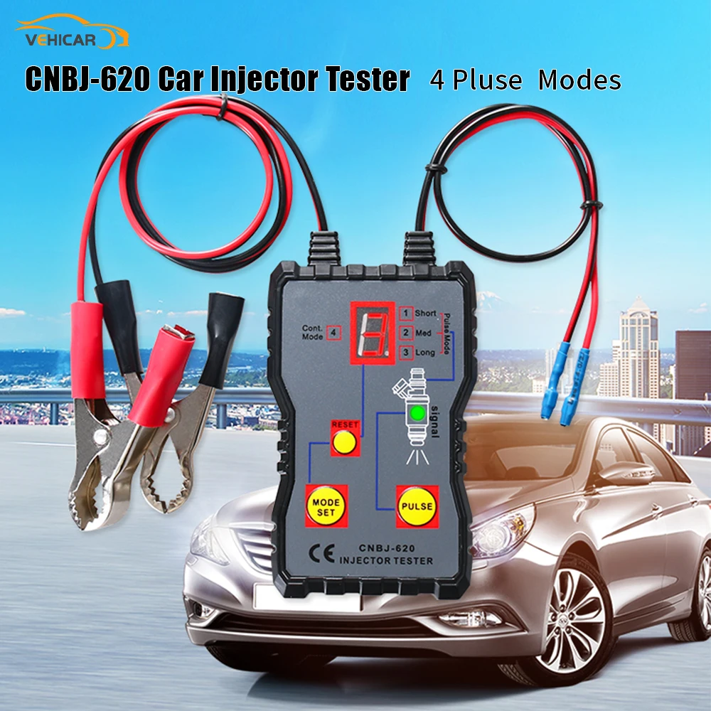 

VEHICAR 12V Professional Injector Tester 4 Pluse Modes Fuel Injector Flush Cleaning Tool Kit Injector Tester Fuel System Scan