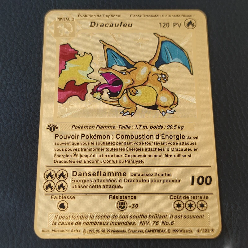 Pokemon French Cards Gold Metal First Edition Card Charizard Pikachu Collection Card Action Figure Model Child Toy Gift Game Collection Cards Aliexpress