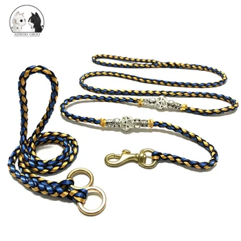 

Vintage P Chain Dog Leash Luxury Training Slip Collar Pet Dog Walking Leads Set Durable Leash Lead Rope for Large Dogs Supplies