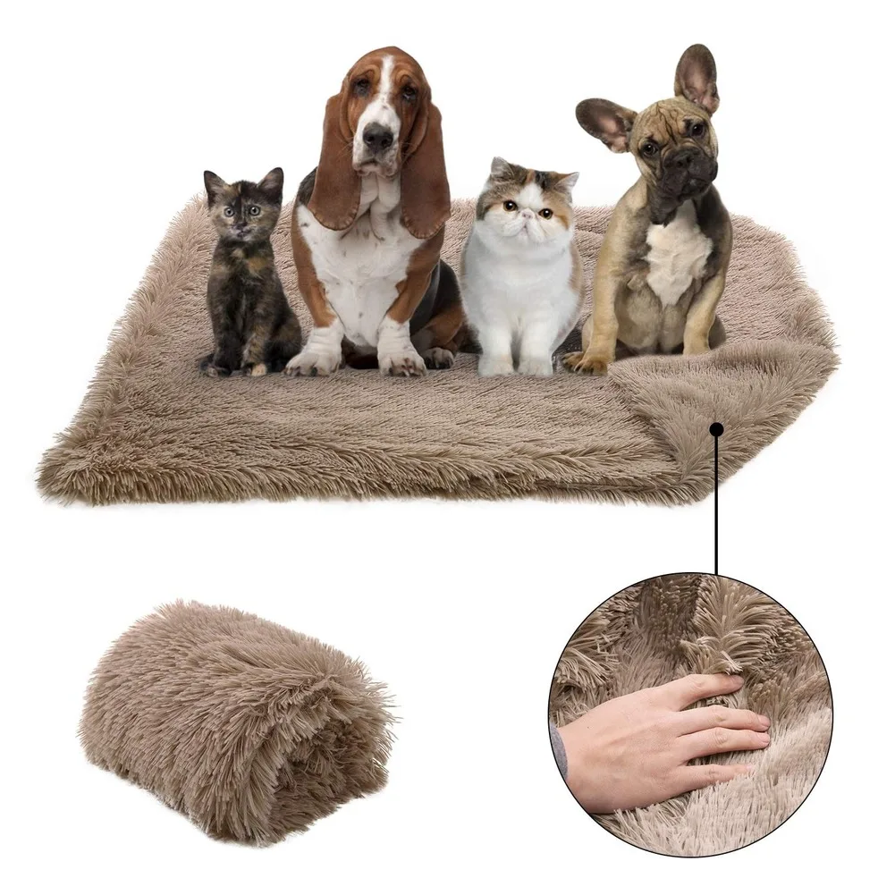 Pet Dog Cat Fluffy Fur Blanket Sleeping Mat Dogs Cats Bed Cushion Cover Reversible Double Layer Washable for Dog Bed Couch Sofa