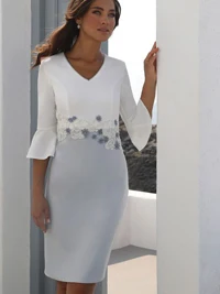Picture Color Короткие платья для матери невесты,, длина до колена, Kurti, рукав до локтя, свадебное платье, vestido de madrinha - Цвет: Picture Color