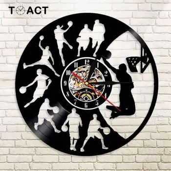 

Basketball Clocks Vinyl Record Wall Clock With 7 Different LED Lighting Change Boys Room Decor Watch Gift For Basketball Fans
