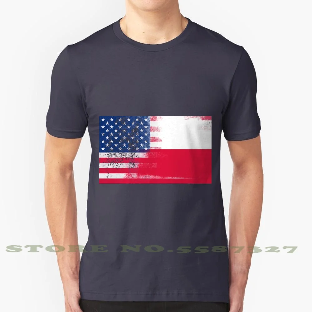 Польская американская половина Польша Америка Флаг Мода Винтаж футболки