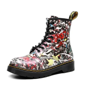 

Fashion Buckle Boots Lovers Martin Boots Colorful Ankle Boots for Women Punk Motorcycle Boots Autumn Winter Shoes Men/Women Shoe