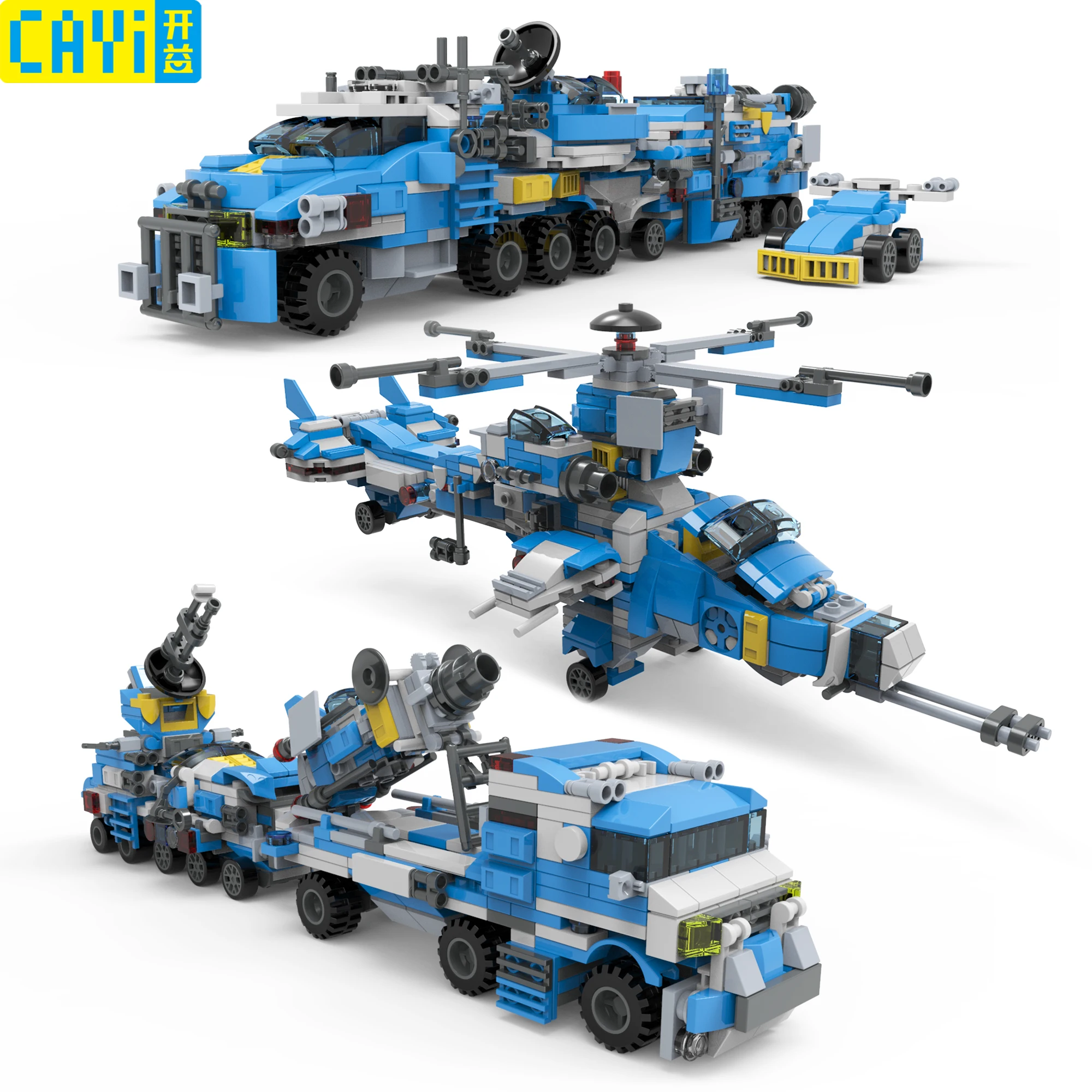 

735pcs Thunder City Police Series LegOING Boat Helicopter Vehicle Model Building Blocks Toy Kits Learning Gift for Children