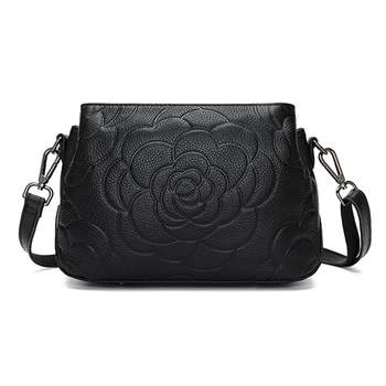 

Three-layer classification female bag first layer cowhide leather embossed shoulder bag ladies wild soft leather Messenger bag