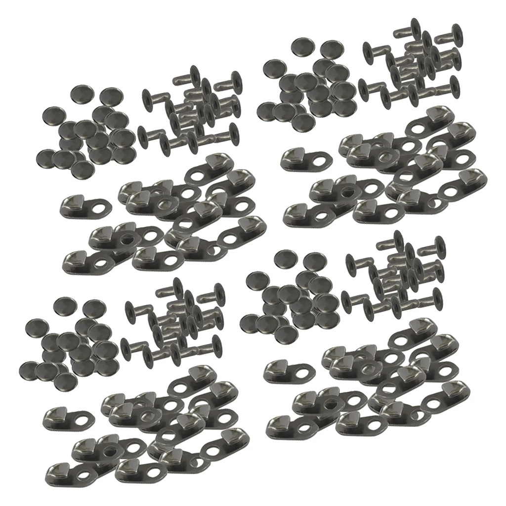 80 Sets Alloy Boot Lace Hooks Lace Fittings with Rivets Shoes Repair Kit Camp Hike Climb Supplies Black