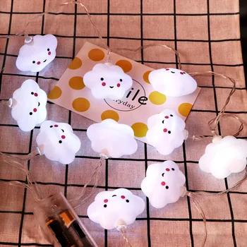 

1.65M 10 LED Smiling Cloud Light String Waterproof Decorative String Light 2*AA Battery Powered Party Wedding Decor Lights F1218