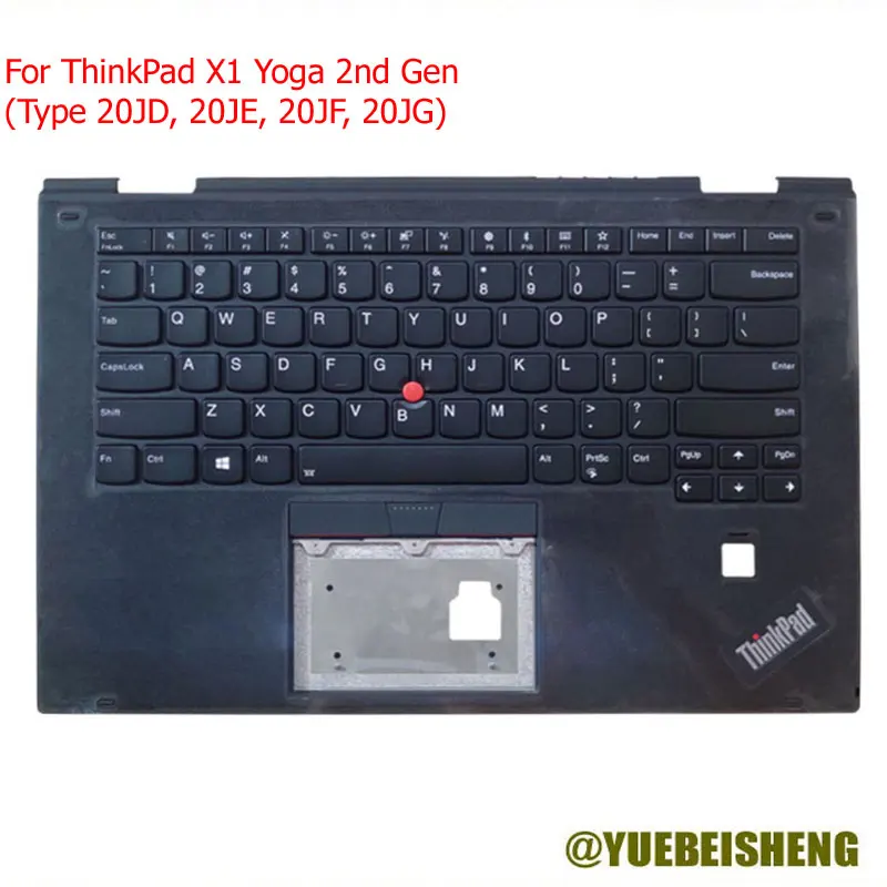 

YUEBEISHENG New For ThinkPad X1 Yoga 2nd Gen (Type 20JD, 20JE, 20JF, 20JG) 2017Y Palmrest Upper Case US Keyboard Cover 01HY810