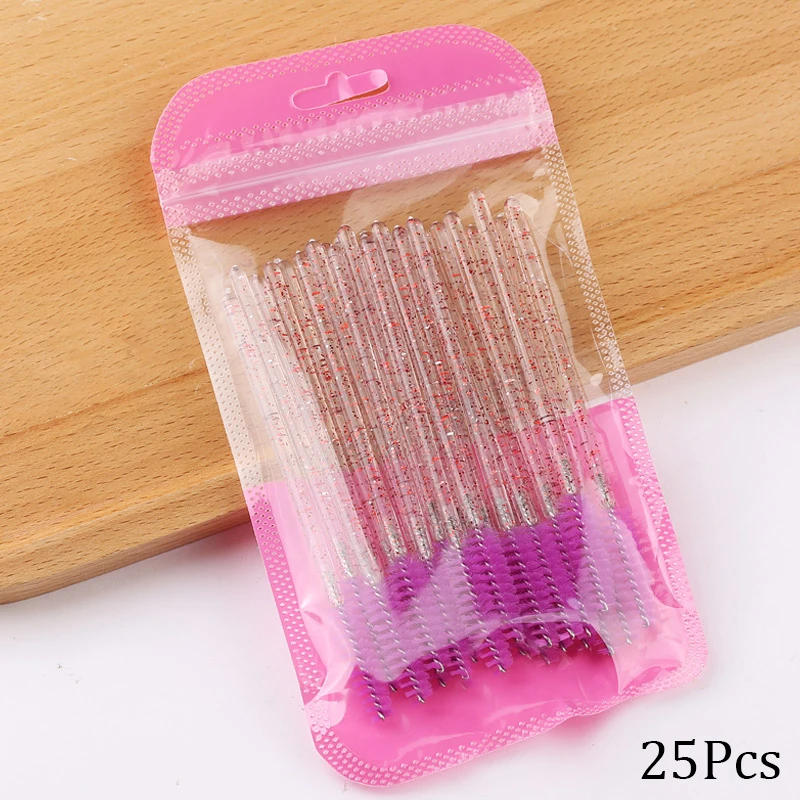B-Rose-25pcs 50 шт. одноразовый Кристалл щеточки с тушью для ресниц палочки Аппликатор Прививка ресниц Керлинг гребень Красота Макияж инструмент - Handle Color: B-Rose-25pcs