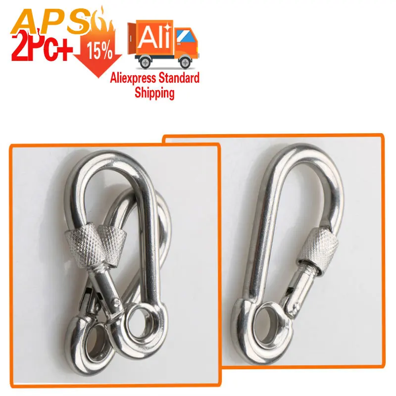 

M6/M8 Multifunctional 304 Stainless Steel Spring Snap Carabiner Quick Link Lock Ring Hook snap shackle Chain Fastener Hook