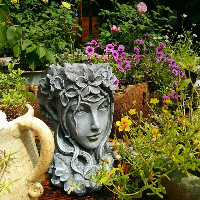 

Greek Goddess Head Bonsai Succulent Flower Pots Desktop Flower Arrangement Container Handmade Art Decorations