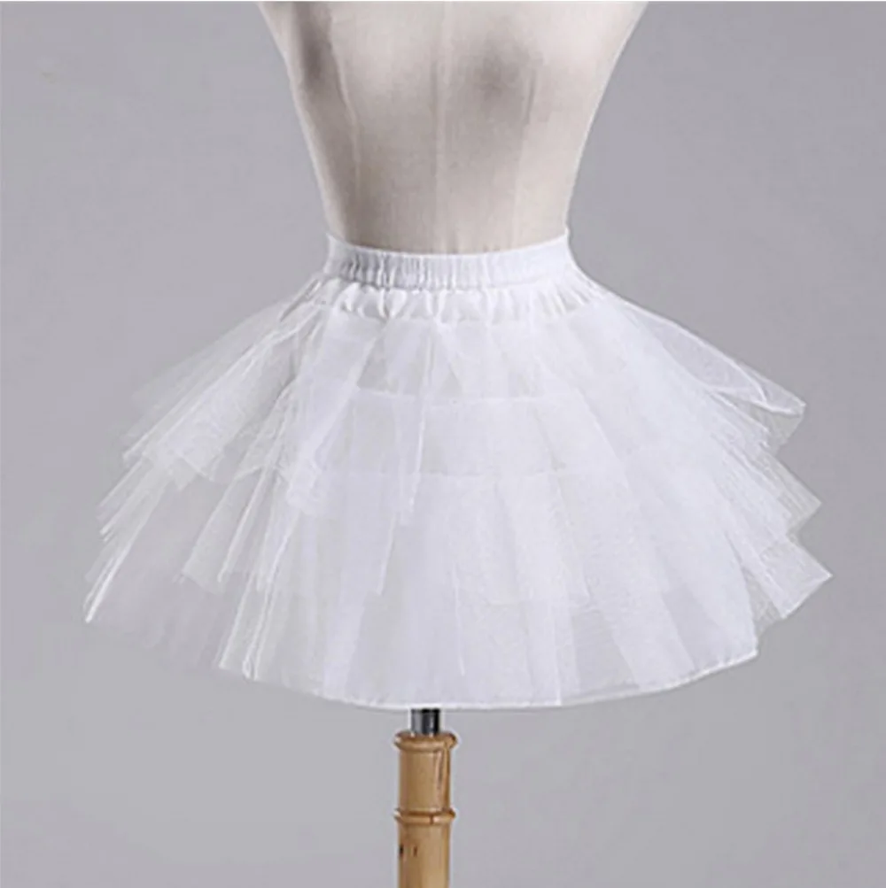 

White Ballet Tulle Ruffle Short Crinoline Bridal Kids Girls Underskirt Petticoat