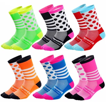

Unisex Gym Cycling Socks Wicking Breathable Men Women Striped Dot Socks For Outdoor Running Hiking Basketball Sock