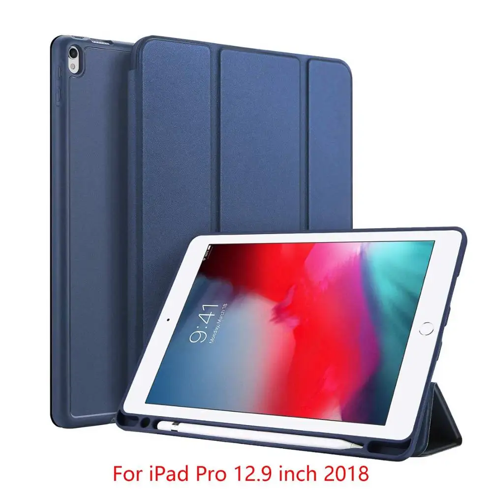 Blue Pro 12.9 2018 DUX DUCIS PU кожаный смарт-чехол для iPad Air 3() мягкий флип-чехол для iPad Pro 10,5 11 12,9 iPad Mini 5 с держателем карандаша - Цвет: Blue Pro 12.9 2018