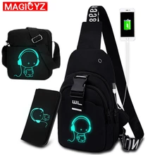 Многофункциональные модные мужские сумки через плечо с зарядкой через usb нагрудный пакет для короткой поездки светящаяся нагрудная сумка Молодежная мужская сумка через плечо