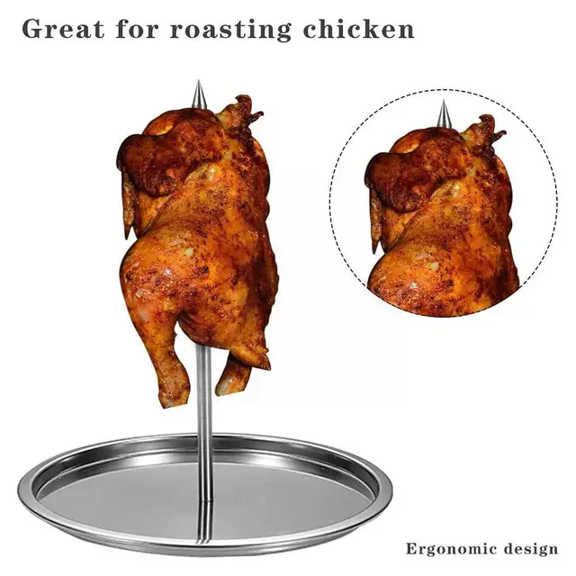Acél Függőleges Nyárs Barbecue Tüskés Baromfi Fogas Húsállvány Bbq Pörkölés Brazil Tüskék Rack Grillezés Nyársa A7L1 - Image 5