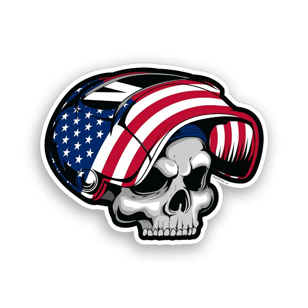 

USA Welder Skull Sticker Hard Hat Helmet Flag Toolbox US Car Window Bumper Decal 4 tall by 5 wide.