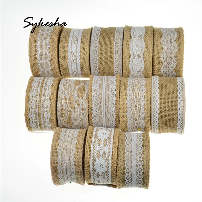 

2019 DIY Christmas Decoration Linen Twine Knitting Belt 5M/Roll Lace Cloth Party Birthday Gift Linen Tape Decoration