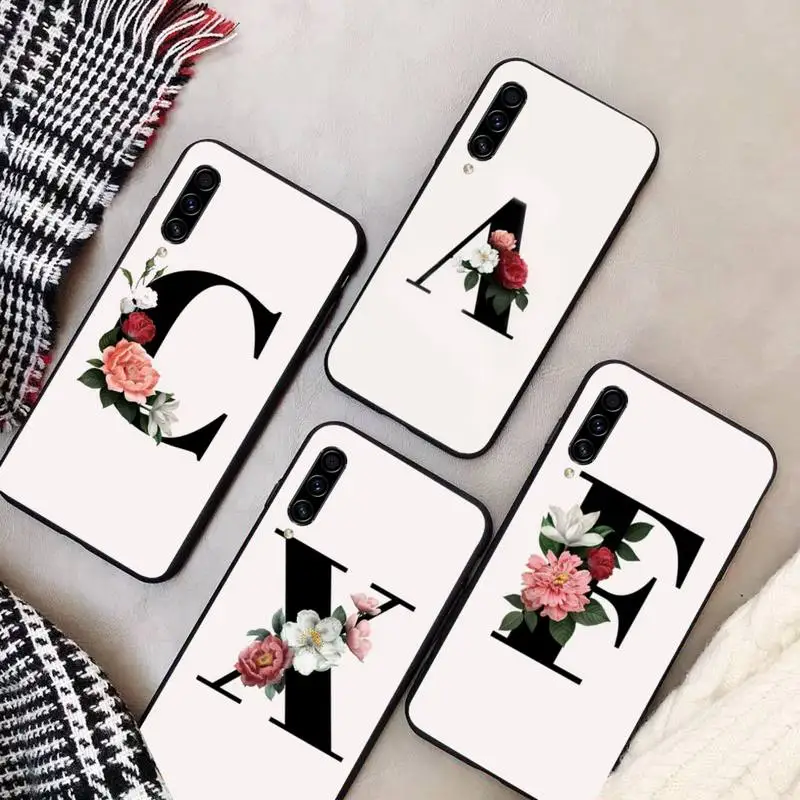 

English Name Letters Flower Phone Case For Samsung Galaxy A 3 6 7 8 10 21 01 11 31 91 10S 20S 30S 50S PLUS