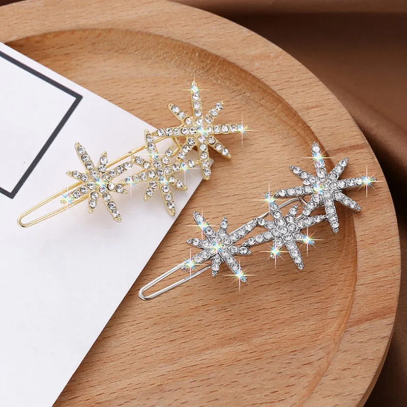 Details about   1PCS Shining Crystal Rhinestone Hollow Star Hairgrips Hairpins Alloy Hair Clip N