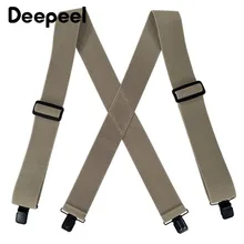 Deepeel suspensórios masculinos de 5*120cm, para homens adultos, 4 clipes, grande, forte, esticamento x-back, elástico ajustável, amplo trabalho