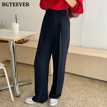 

BGTEEVER Elegant Solid Suit Pants for Women High Waist Office Ladies Long Pant 2020 Spring Summer Female Trousers pantalon femme
