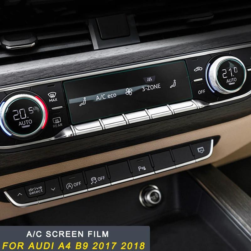 

Car A/C Screen Volume Knob HD Protective Film Cover Trim Sticker Interior Accessories For Audi A4 A5 S4 S5 B9 2017 2018