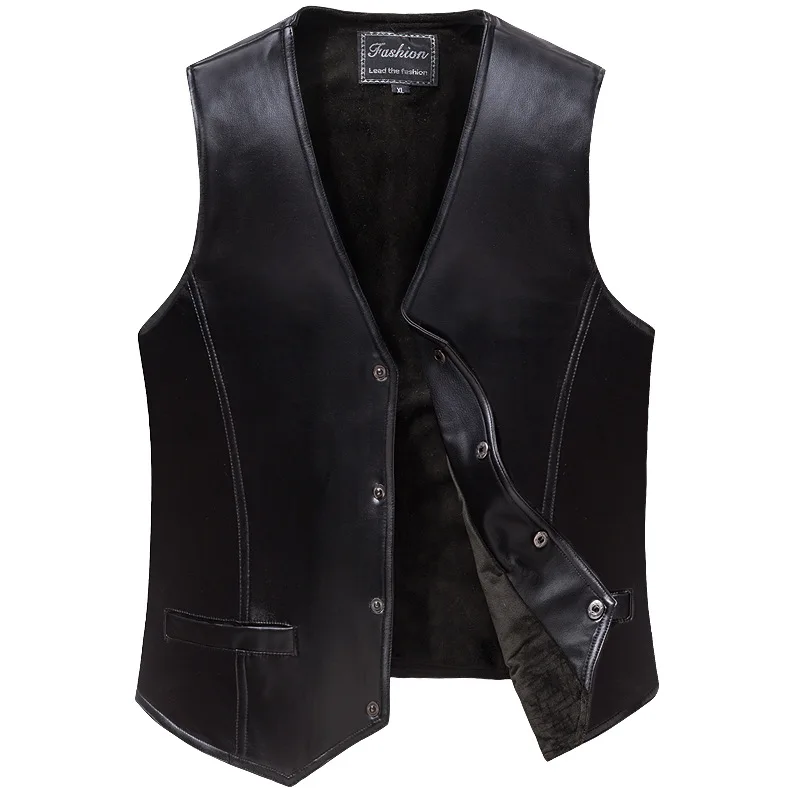 

Spring Men And Women Workwear Slim Fit Waistcoat Leather Coat Waistcoat Business Casual Vest Thick plus Velvet Waistcoat