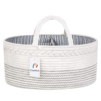 

Baby Diaper Storage Box Cotton Rope Diaper Stackers Diaper Storage Basket For Wet Wipes Toy Diapering Storage Dropshipping