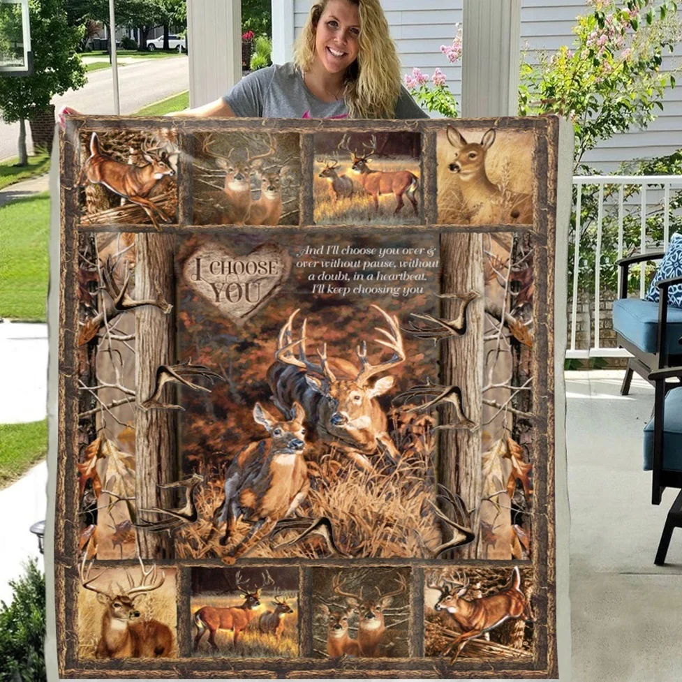 Deer Jungle Style I Choose You Soft Throw Plush Sherpa Fleece Blanket | Дом и сад