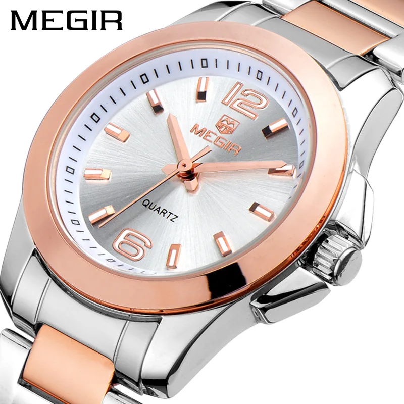 

MEGIR Top Brand Women's Watch Luxury Rose Gold Quartz Women Wristwatch Full Stainless Waterproof Ladies watch Relogio Feminino