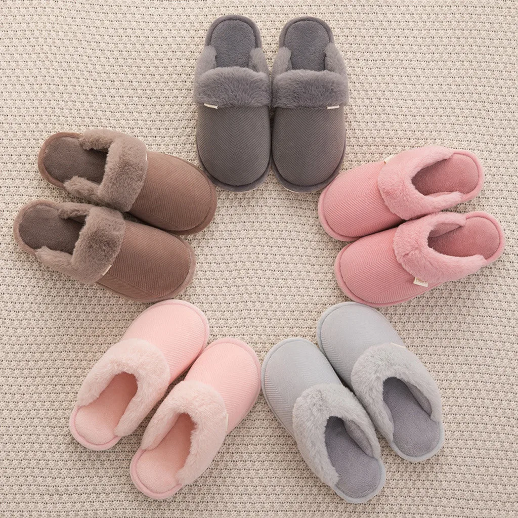 

Men's Winter Plush Slippers Large Waterproof Household Plus Velvet Warm Shoes Cotton Slippers Zapatillas Hombre Men Slippers#20