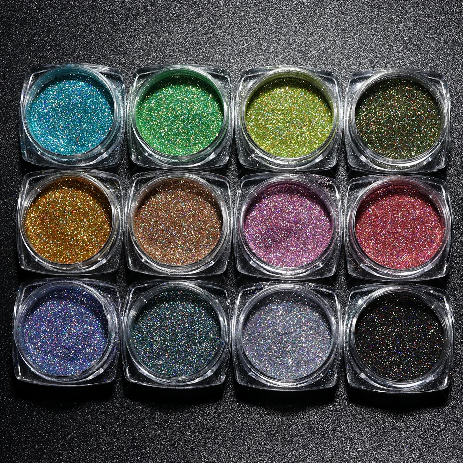 Holographic Nail Glitter Powder Laser Dipping Sequins Pigment Nail Art Gradient Mirror Chrome Dust Shining Polish Flakes BE1028-2 (4)