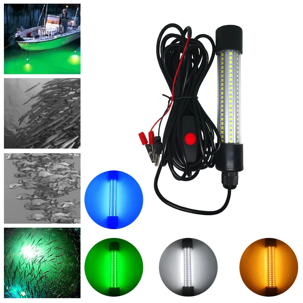 Subaquática Submersível Noite Pesca Luz Coletando Peixe Finder Lâmpada Atrair Camarão Lula Krill no Barco 1200lm 1 pc 12-24 v 2 1 pc 12-24 v subaquática submersível noite