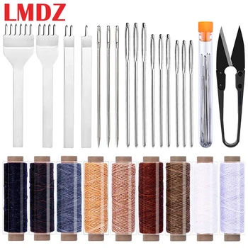 

LMDZ 26Pcs Leather Sewing Tools Hand Sewing Wax Thread Leather Stitching Hole Punch Needles Chisel Leather Working Crafting Set